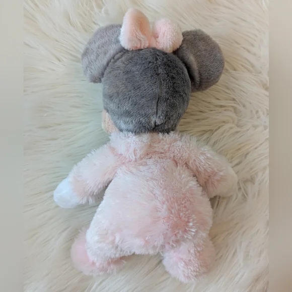Disney Parks Minnie Mouse Rattle Pastel Pink and Gray Stuffed Animal - Picture 3 of 4